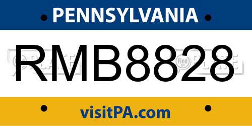 RMB8828 Pennsylvania License Plate