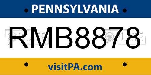 RMB8878 Pennsylvania License Plate