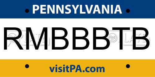 RMBBBTB Pennsylvania License Plate