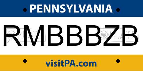 RMBBBZB Pennsylvania License Plate
