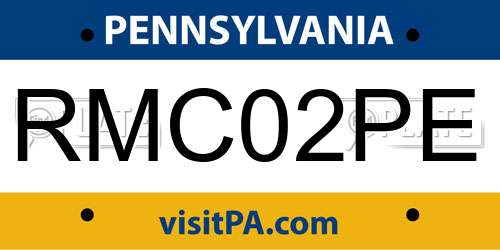 RMC02PE Pennsylvania License Plate