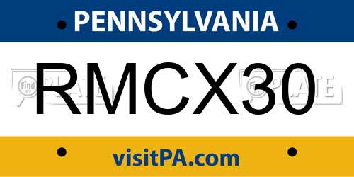 RMCX30 Pennsylvania License Plate