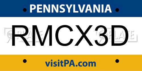 RMCX3D Pennsylvania License Plate