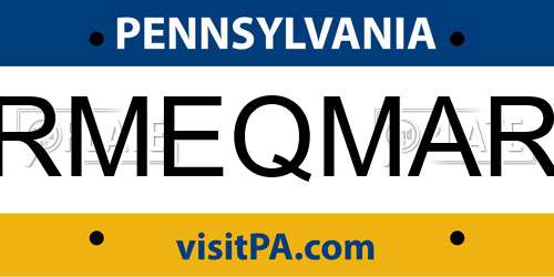 RMEQMAR Pennsylvania License Plate
