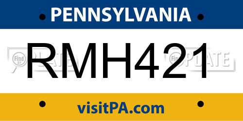 RMH421 Pennsylvania License Plate