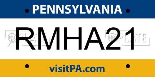 RMHA21 Pennsylvania License Plate