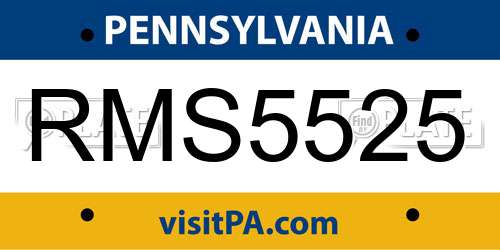 RMS5525 Pennsylvania License Plate