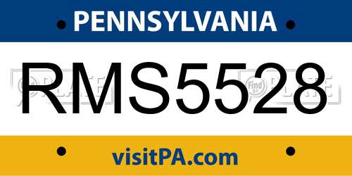 RMS5528 Pennsylvania License Plate