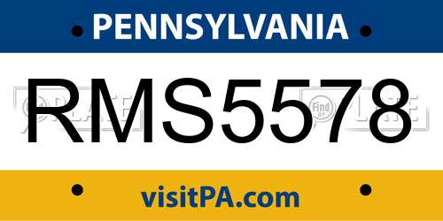 RMS5578 Pennsylvania License Plate