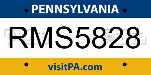 RMS5828 Pennsylvania License Plate