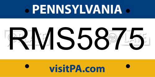 RMS5875 Pennsylvania License Plate