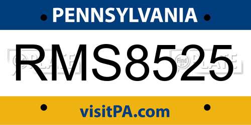 RMS8525 Pennsylvania License Plate