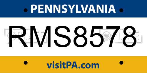 RMS8578 Pennsylvania License Plate