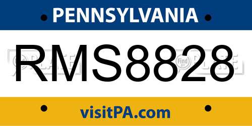 RMS8828 Pennsylvania License Plate