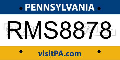 RMS8878 Pennsylvania License Plate