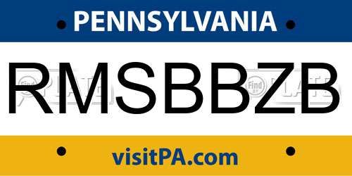 RMSBBZB Pennsylvania License Plate