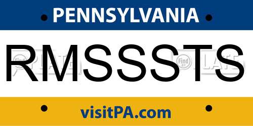 RMSSSTS Pennsylvania License Plate