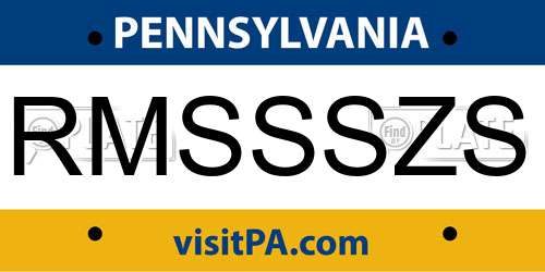 RMSSSZS Pennsylvania License Plate