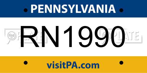 RN1990 Pennsylvania License Plate