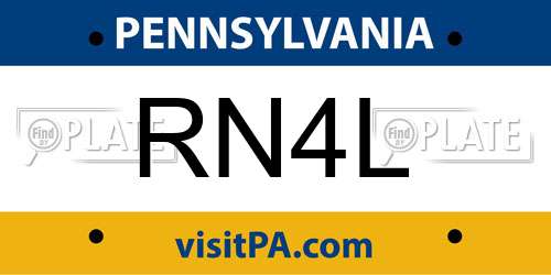 RN4L Pennsylvania License Plate