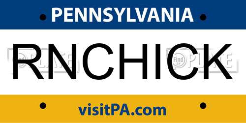 RNCHICK Pennsylvania License Plate
