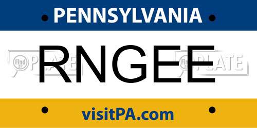 RNGEE Pennsylvania License Plate