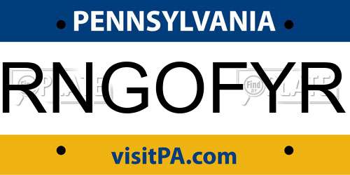 RNGOFYR Pennsylvania License Plate