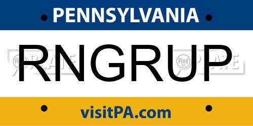 RNGRUP Pennsylvania License Plate