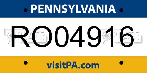 RO04916 Pennsylvania License Plate
