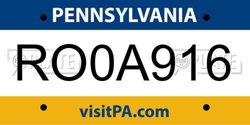 RO0A916 Pennsylvania License Plate