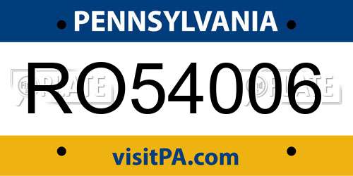 RO54006 Pennsylvania License Plate