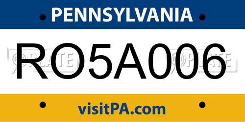 RO5A006 Pennsylvania License Plate