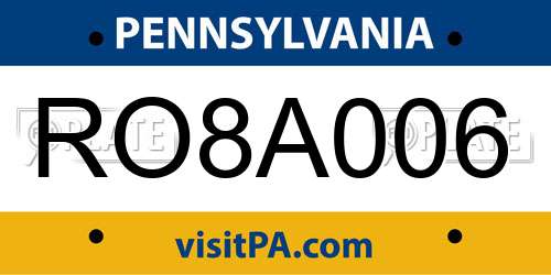 RO8A006 Pennsylvania License Plate