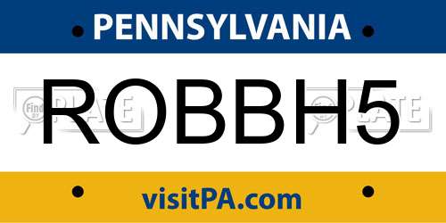 ROBBH5 Pennsylvania License Plate