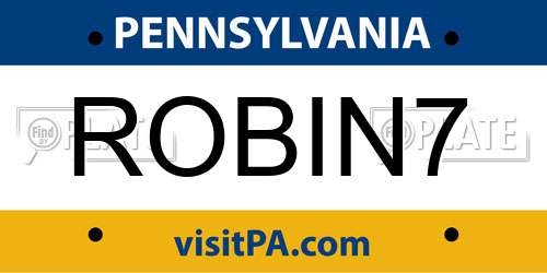 ROBIN7 Pennsylvania License Plate
