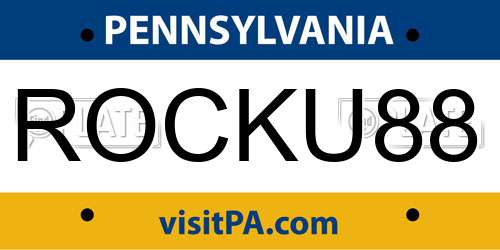 ROCKU88 Pennsylvania License Plate
