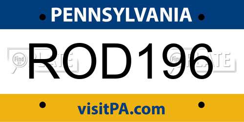 ROD196 Pennsylvania License Plate