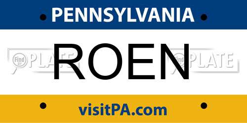 ROEN Pennsylvania License Plate