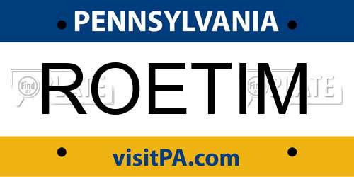ROETIM Pennsylvania License Plate