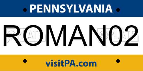 ROMAN02 Pennsylvania License Plate