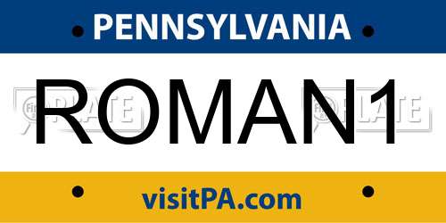 ROMAN1 Pennsylvania License Plate