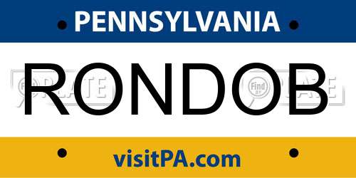 RONDOB Pennsylvania License Plate