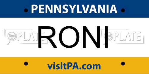 RONI Pennsylvania License Plate