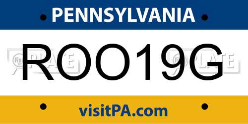 ROO19G Pennsylvania License Plate