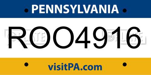 ROO4916 Pennsylvania License Plate