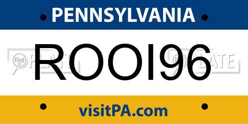 ROOI96 Pennsylvania License Plate