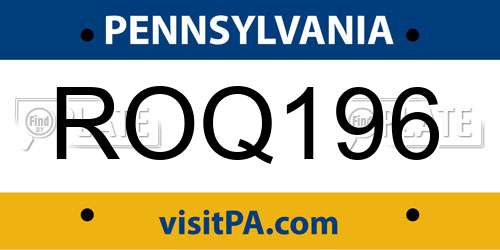 ROQ196 Pennsylvania License Plate