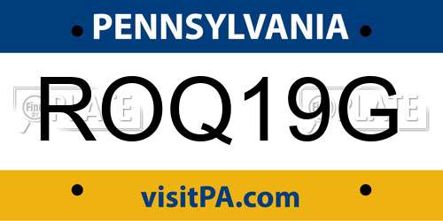 ROQ19G Pennsylvania License Plate
