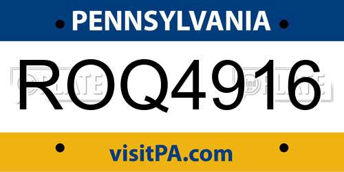 ROQ4916 Pennsylvania License Plate