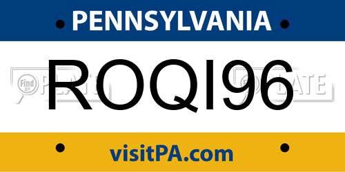ROQI96 Pennsylvania License Plate